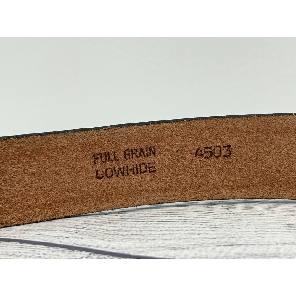 Vintage Tooled Full-Grain Cowhide 4503 Brown‎ Deer Leather Western Belt 45" - Picture 5 of 7